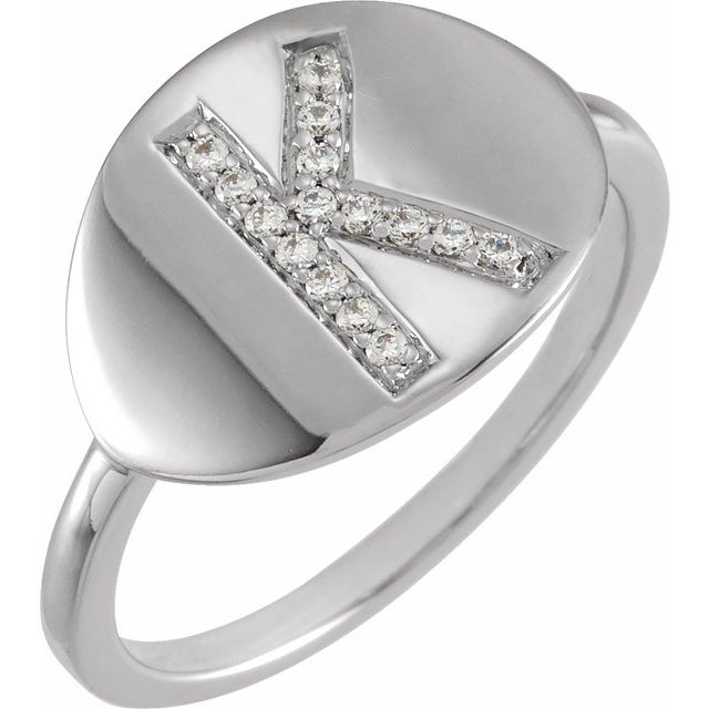 14K White Initial K 1/10 CTW Diamond Ring