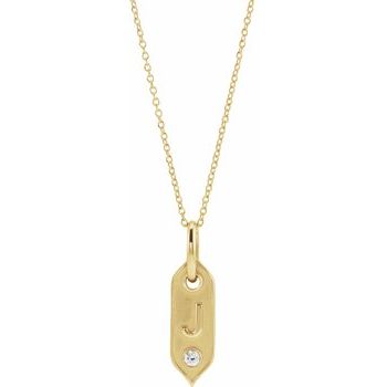 14K Yellow Initial J .05 CT Diamond 16 18 inch Necklace Ref. 16917229