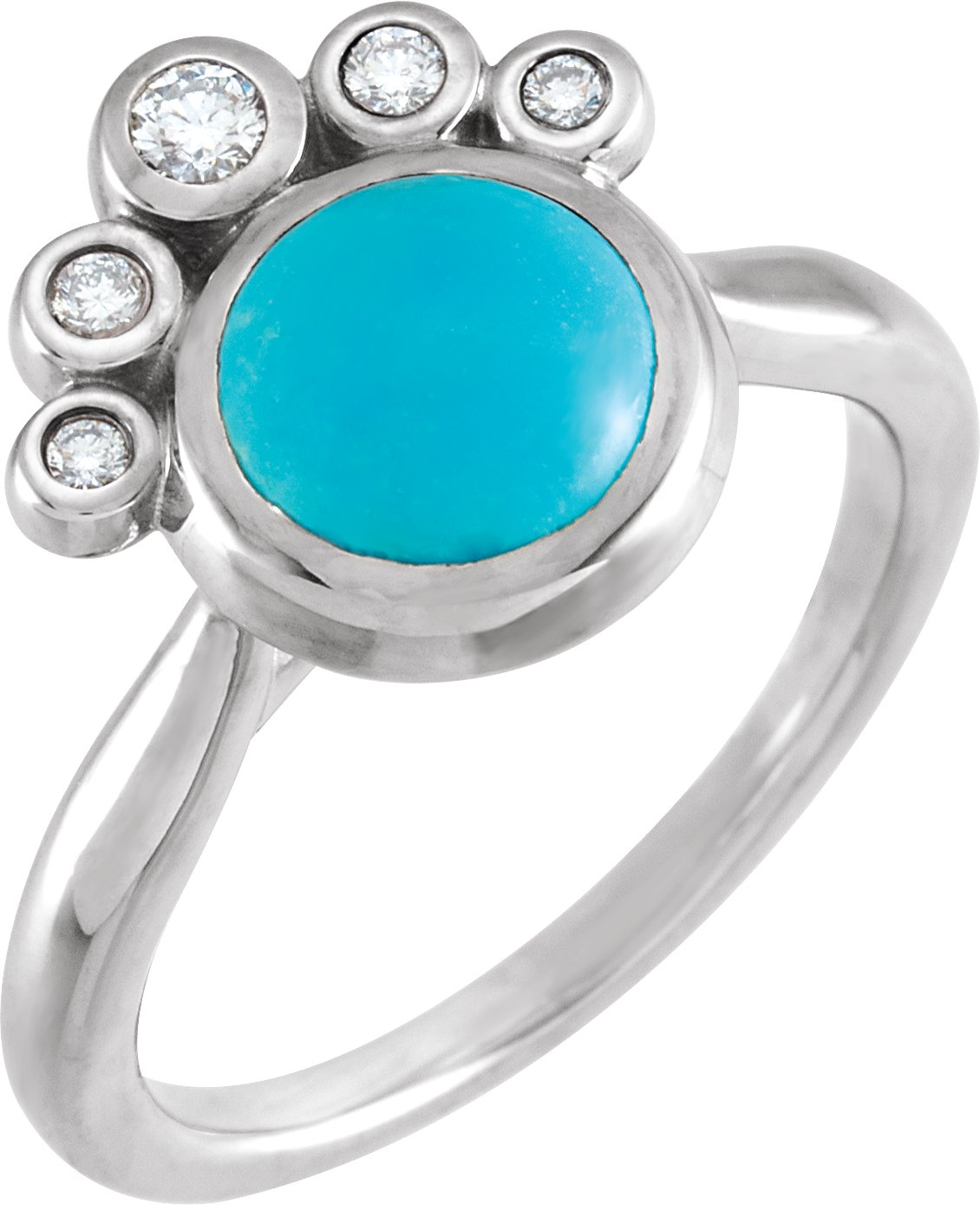 14K White Bluebird Turquoise & 1/8 CTW Diamond Ring 