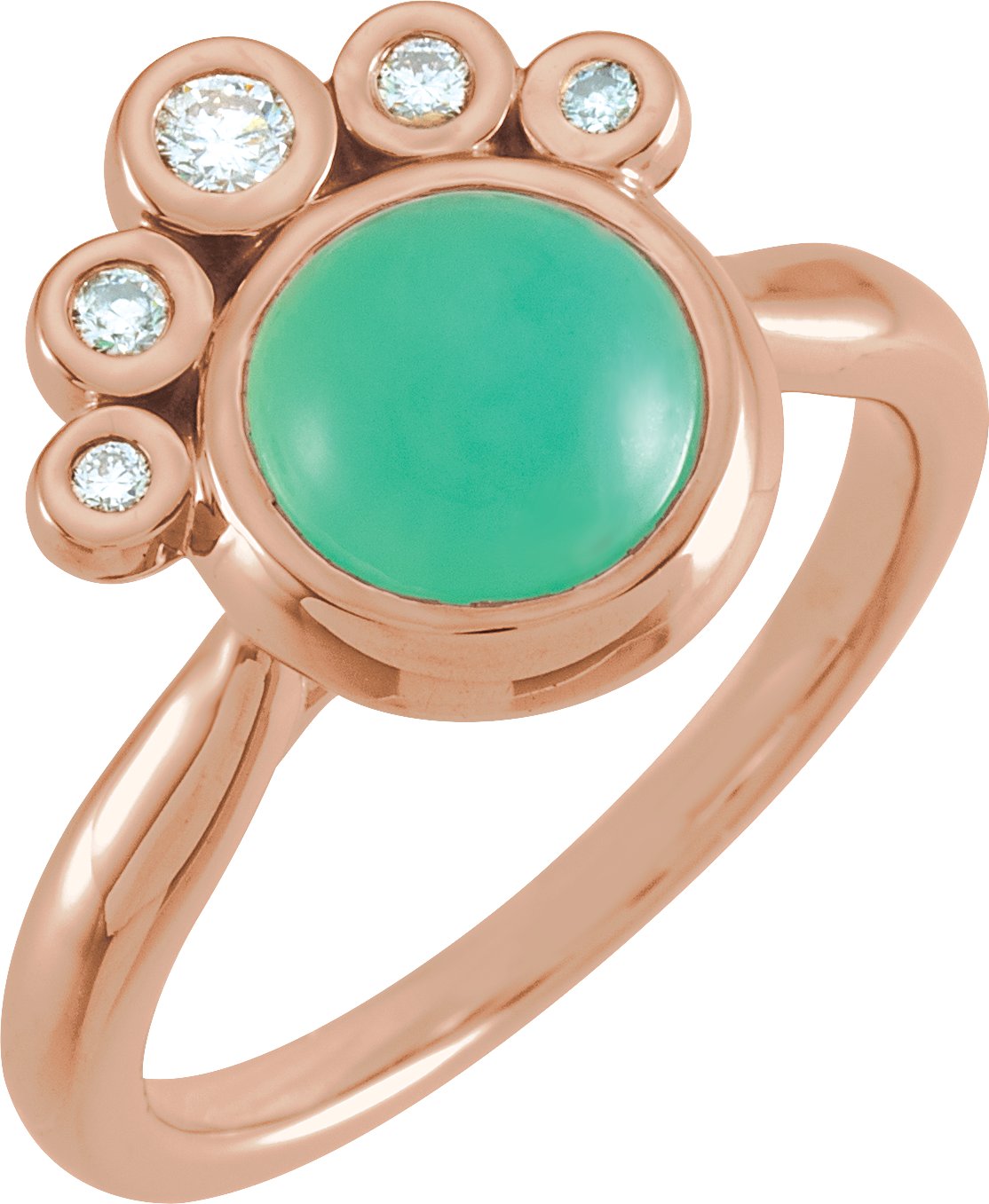 14K Rose Chrysoprase & 1/8 CTW Diamond Ring 