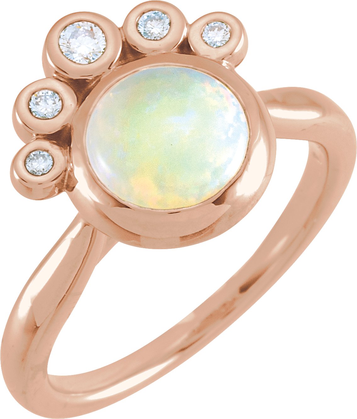 14K Rose Opal & 1/8 CTW Diamond Ring 