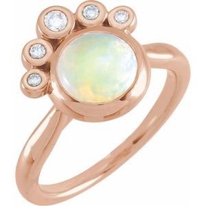 14K Rose Opal & 1/8 CTW Diamond Ring 