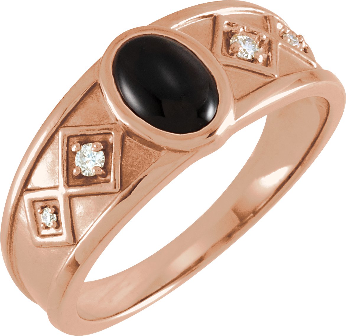 14K Rose Onyx & .05 CTW Diamond Ring