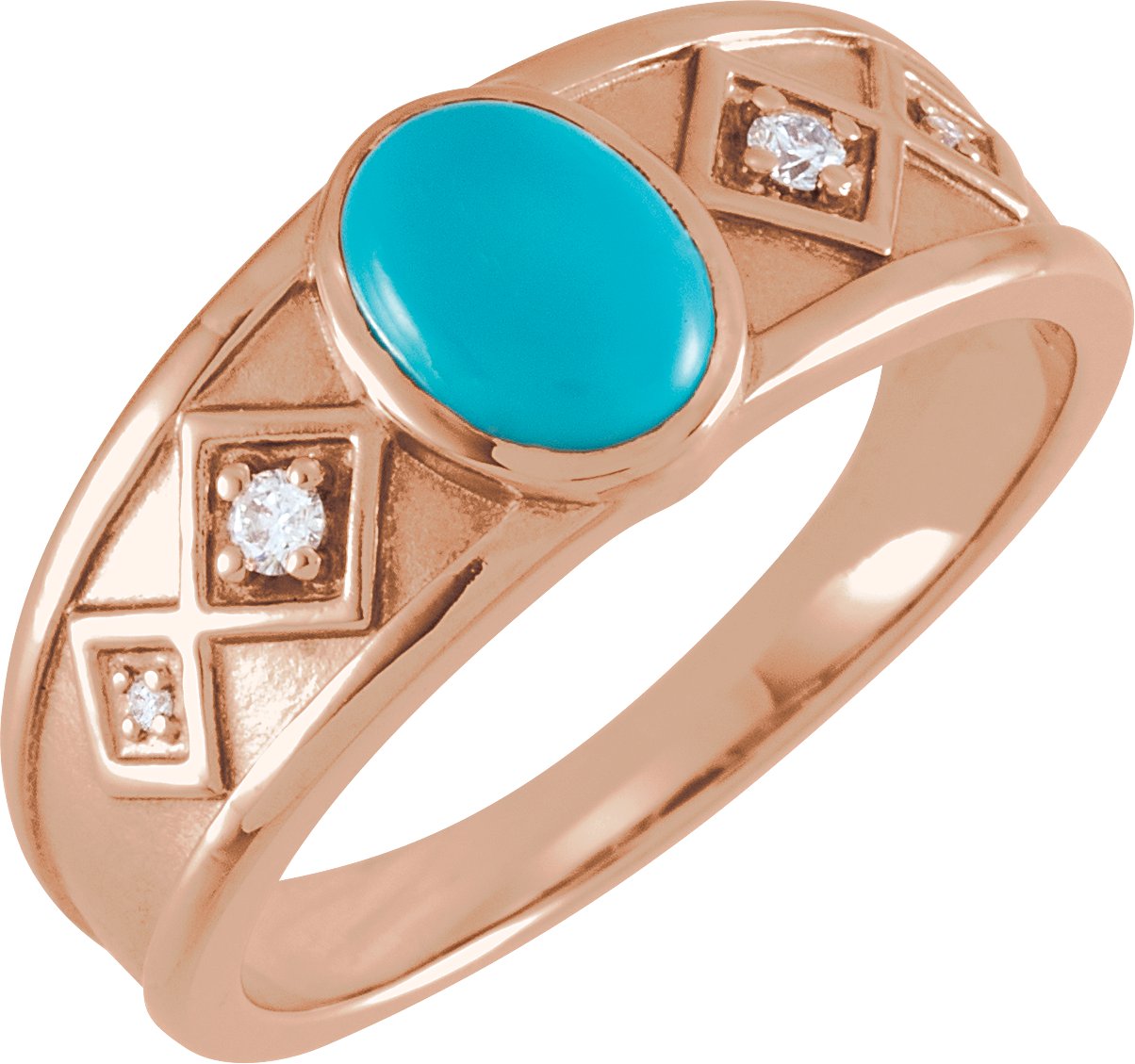 14K Rose Natural Turquoise & .05 CTW Natural Diamond Ring