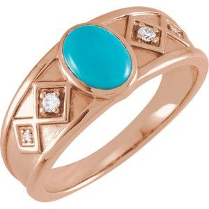 14K Rose Turquoise & .05 CTW Diamond Ring