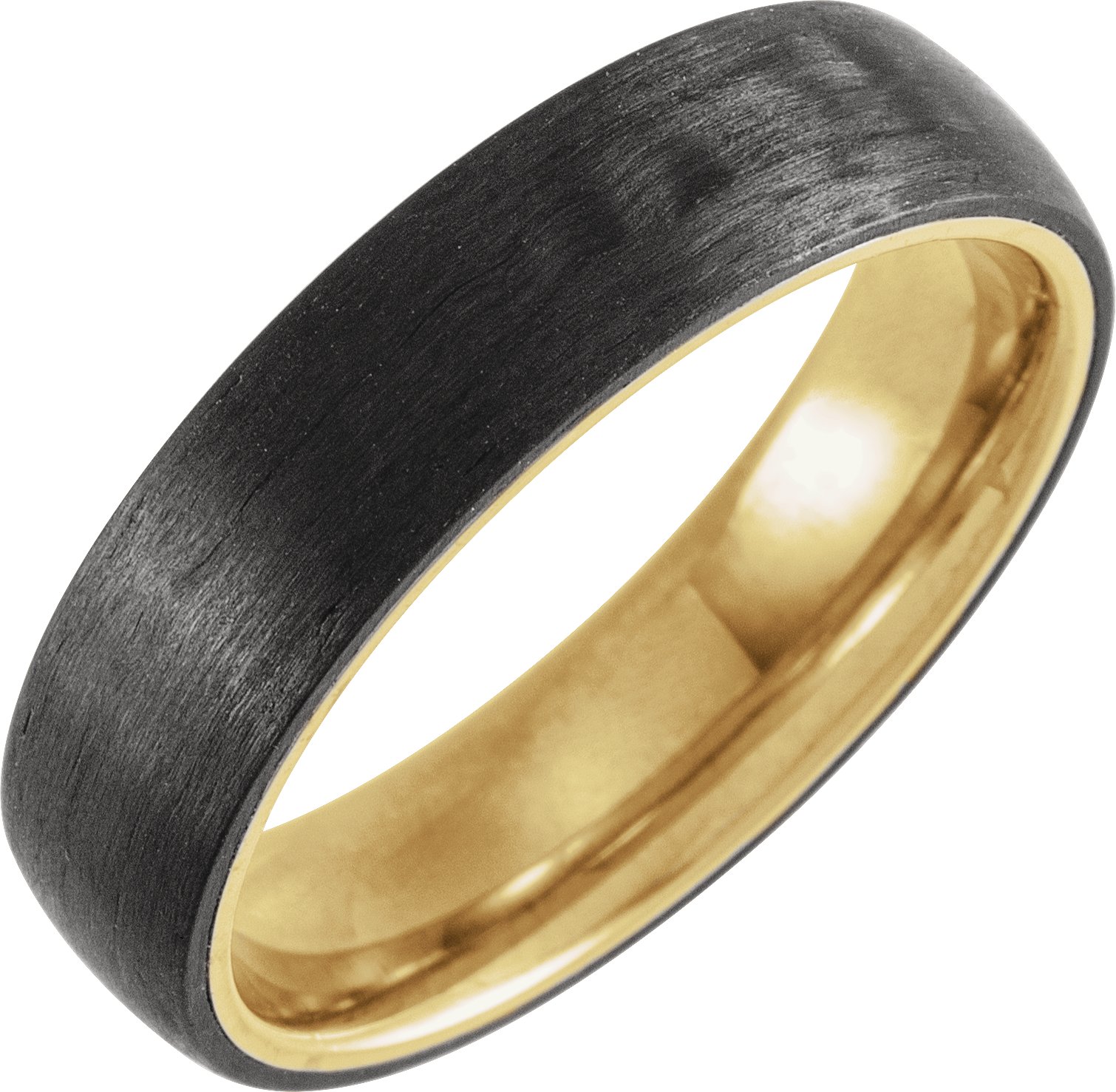 18K Yellow Gold PVD Titanium and Carbon Fiber 6 mm Half Round Band Size 13 Ref 16653706