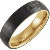 18K Yellow Gold PVD Titanium and Carbon Fiber 6 mm Half Round Band Size 7 Ref 16653694