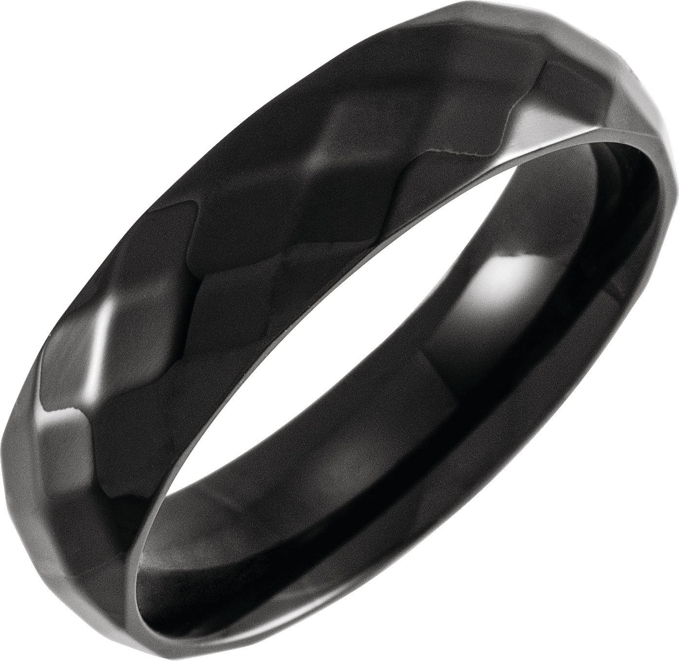 Black PVD Titanium 6 mm Faceted Band Size 12.5