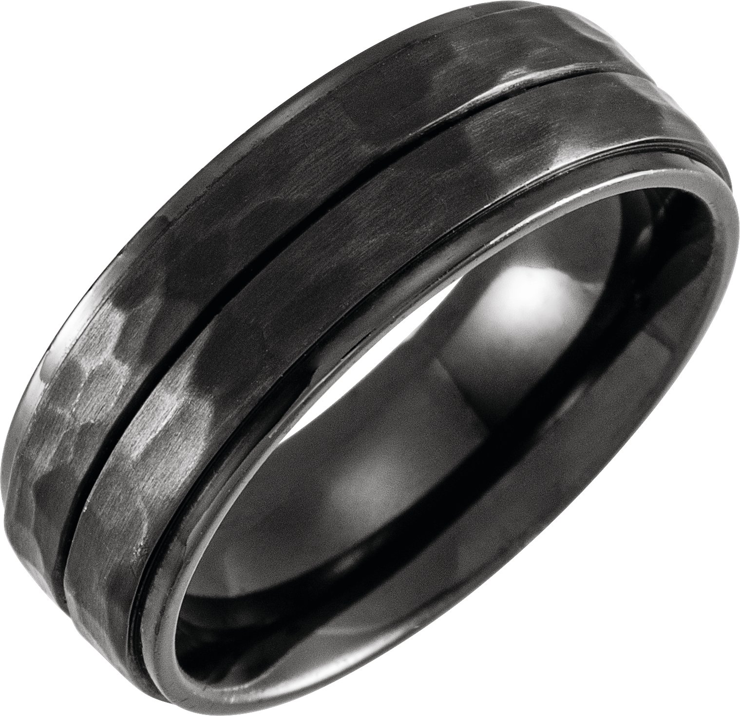 Black Titanium 8 mm Grooved Flat Edge Band Size 13 Ref 16653781