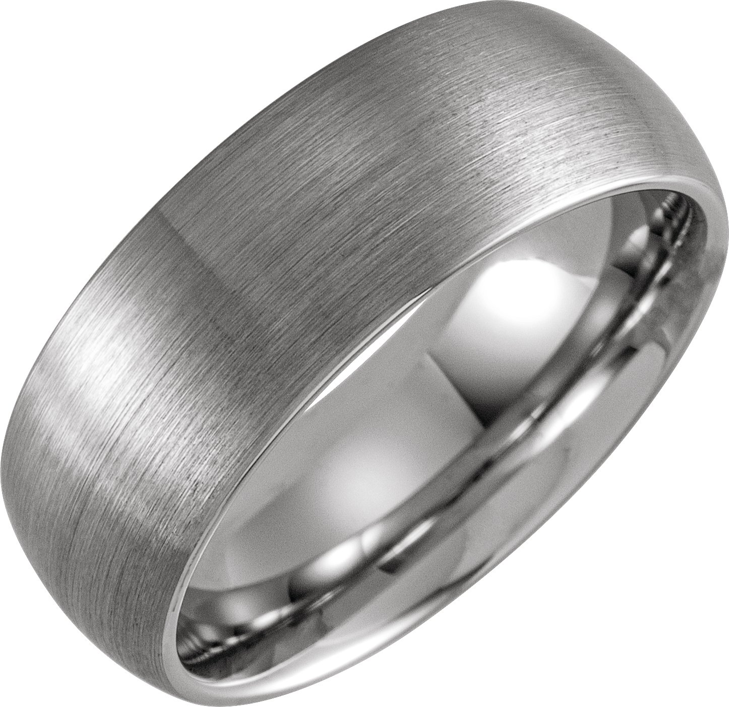 Tungsten 8 mm Half Round Satin Band Size 9.5