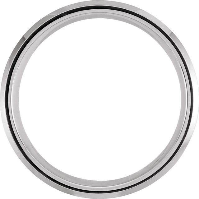 White PVD Tungsten 8 mm Grooved Beveled-Edge Band Size 10 with Matte Finish