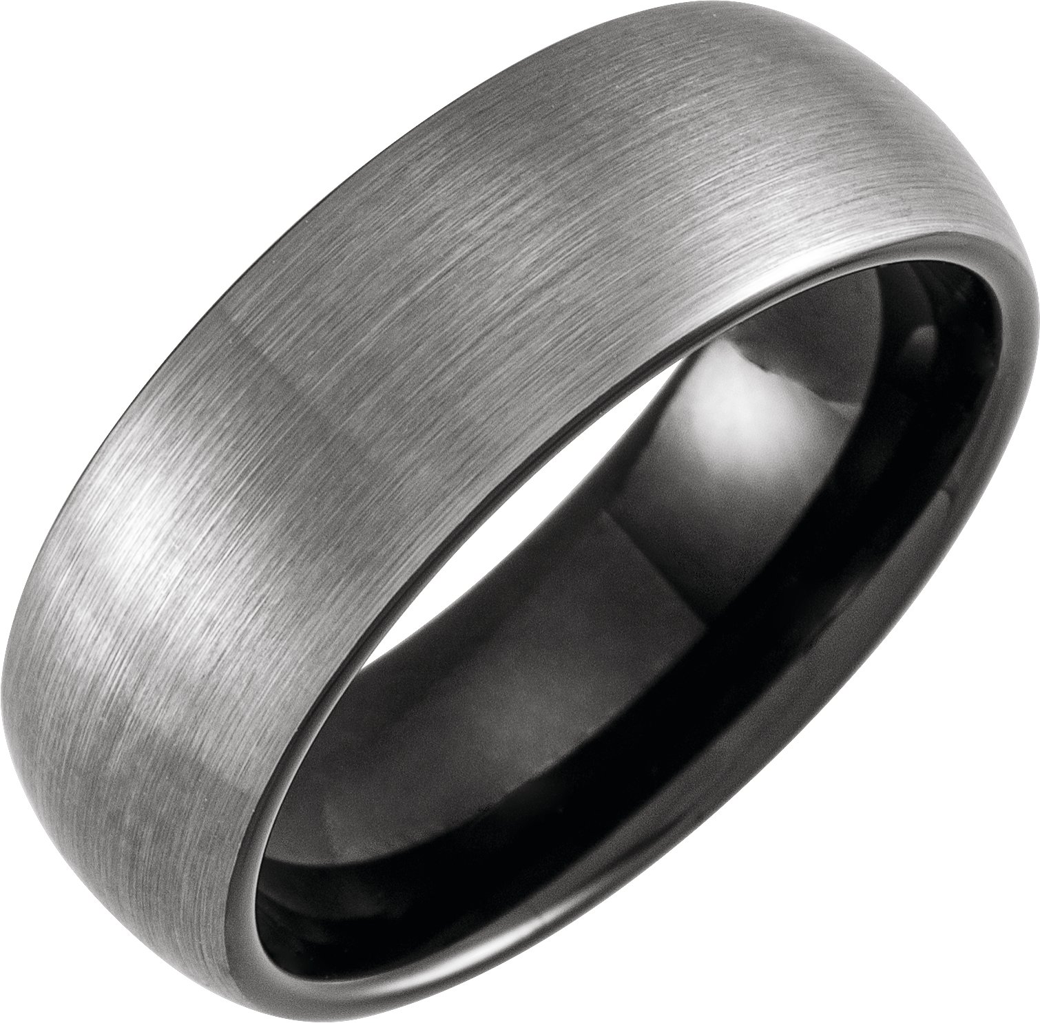 Black PVD Tungsten 8 mm Half Round Satin Band Size 12