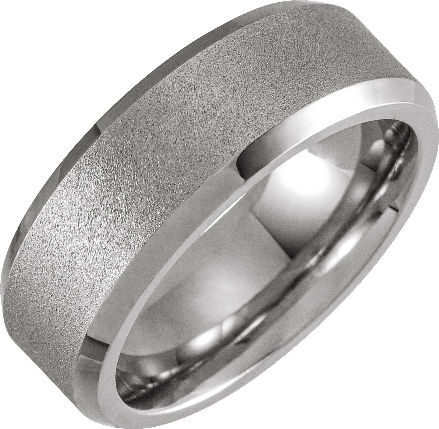 White PVD Tungsten 8 mm Beveled Ice Band Size 8