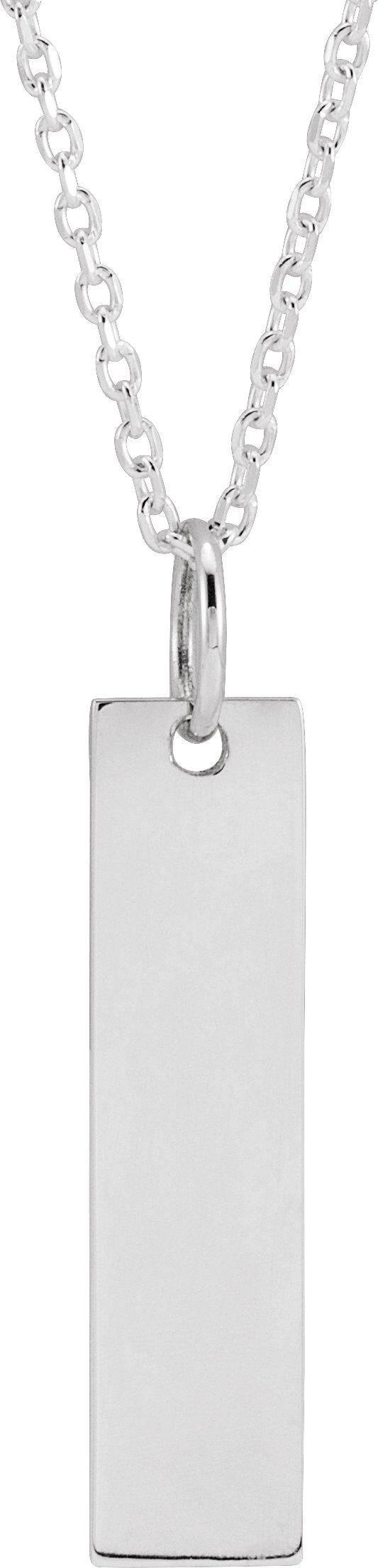 14K White 20x5 mm Engravable Bar 16-18" Necklace
