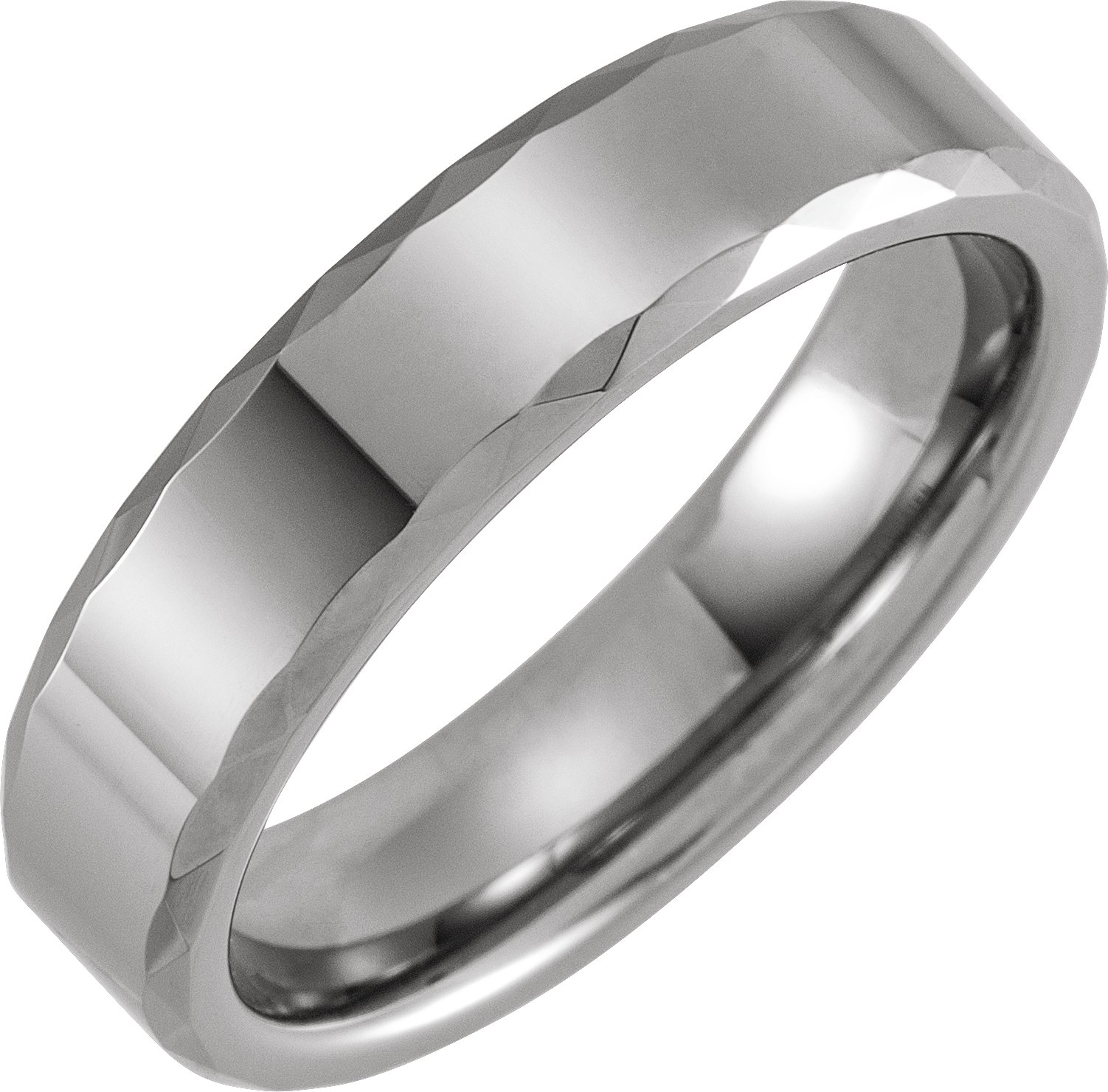 Tungsten 6 mm Beveled Faceted Band Size 10