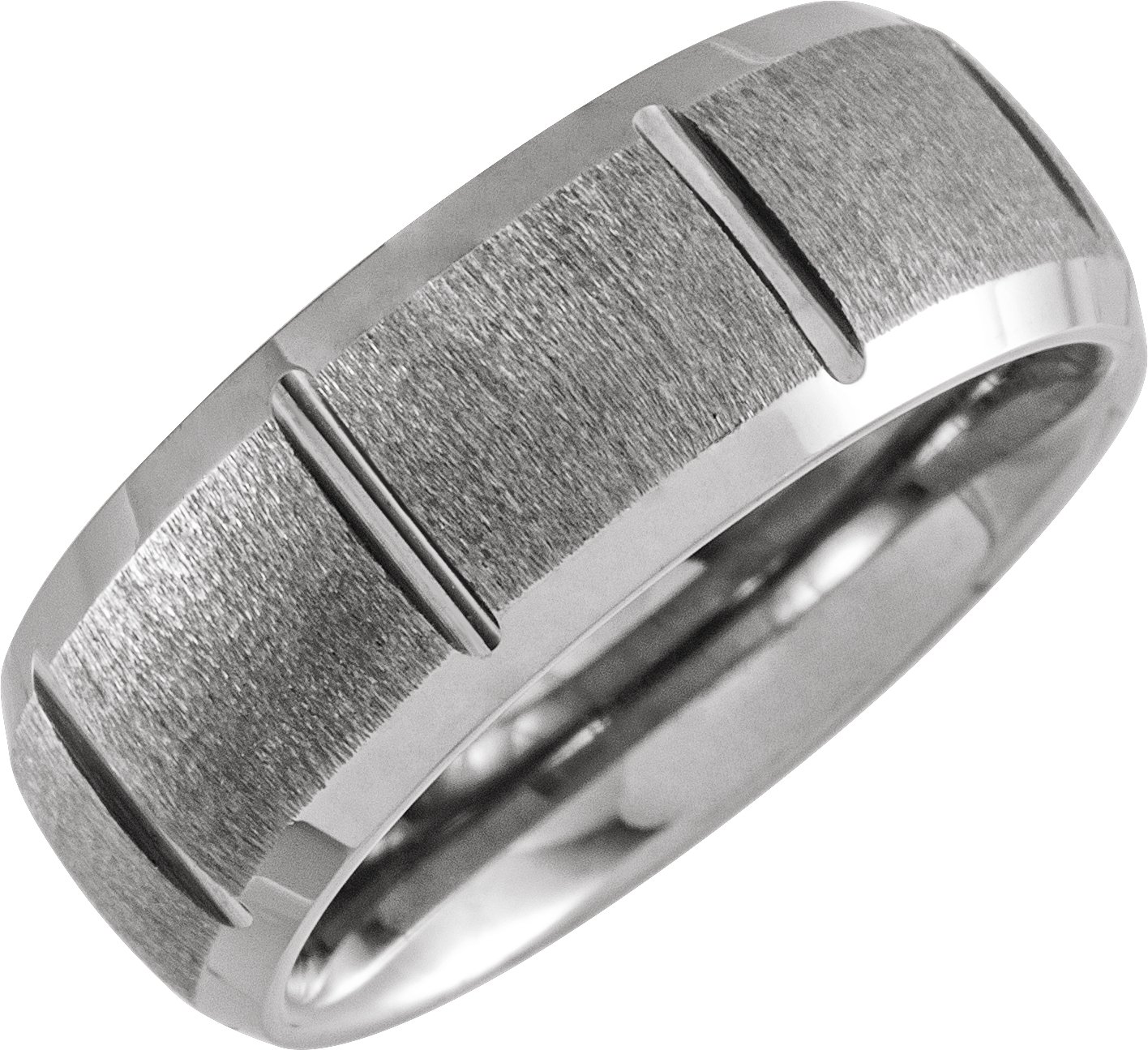 Tungsten 8 mm Beveled Grooved Band Size 7.5