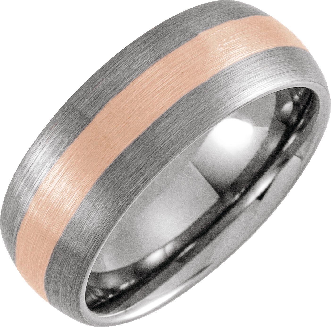 18K Rose Gold PVD Tungsten 8 mm Half Round Band Size 13.5