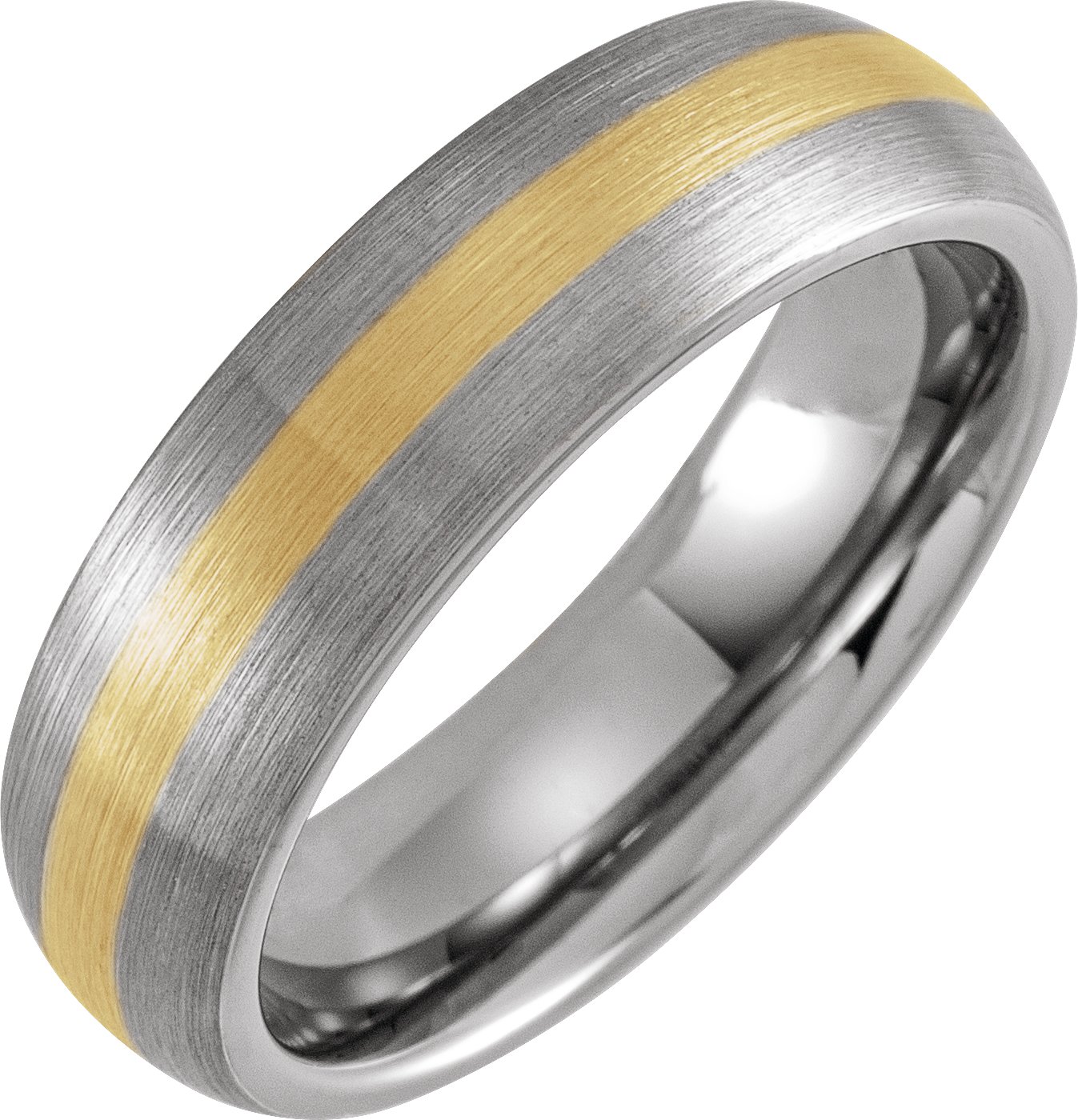 18K Yellow Gold PVD & Tungsten 6 mm Half Round Band Size 11