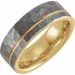 18K Yellow Gold PVD Tungsten 8 mm Grooved Band Size 10 with Hammer Finish