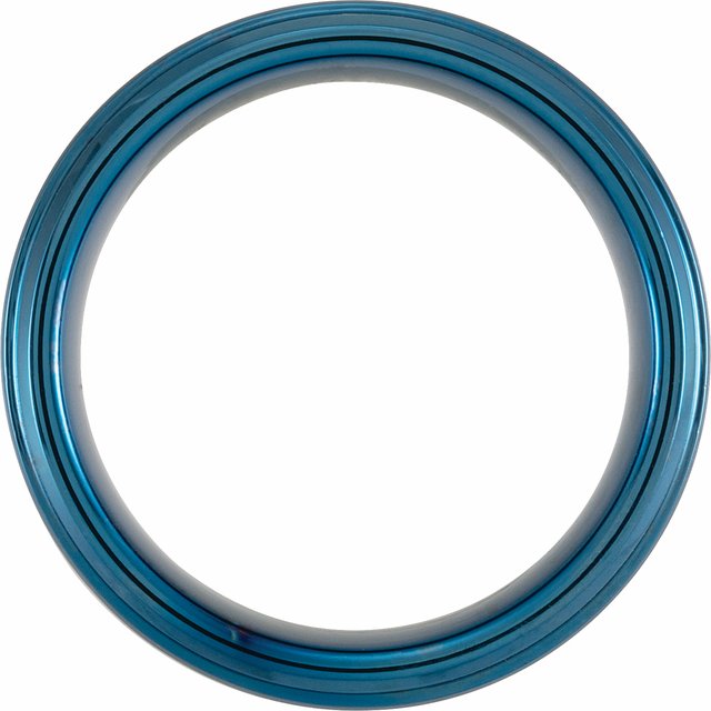Blue PVD Tungsten 8 mm Beveled-Edge Band Size 10 with Satin Finish