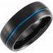 Black & Blue PVD Tungsten 8 mm Grooved Band Size 10