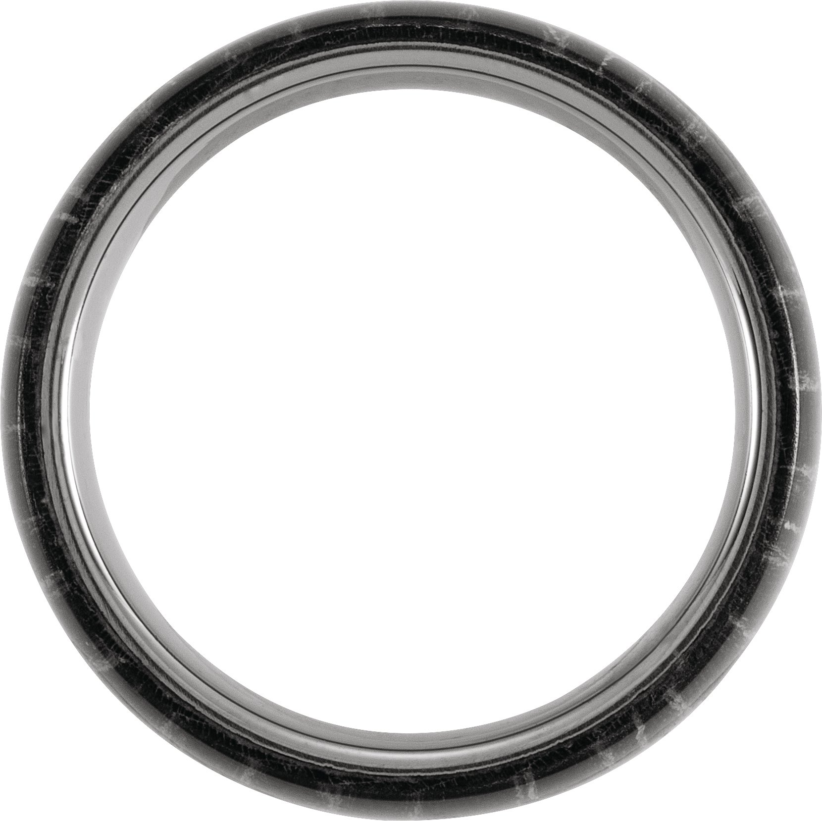 Tungsten 8 mm Half Round Band with Zebra Wood Inlay Size 10