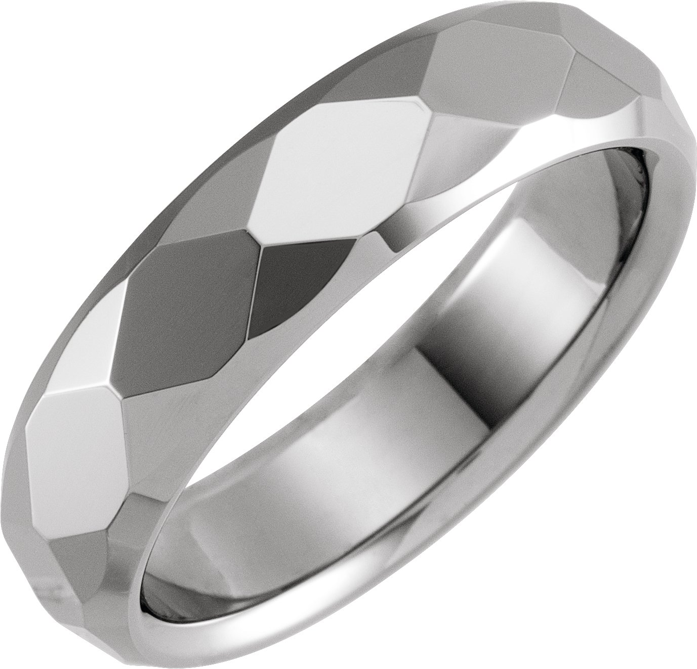 Tungsten 6 mm Beveled Faceted Band Size 10
