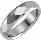 Tungsten Faceted Beveled-Edge Band 