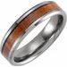 Tungsten 6 mm Beveled-Edge Band with Acacia Wood Inlay Size 10