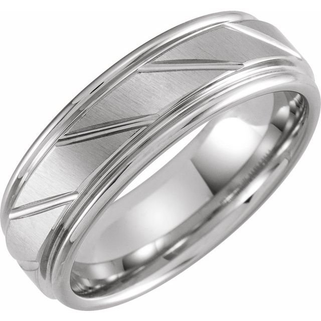 Tungsten 7 mm Grooved Band Size 10 with Satin Finish