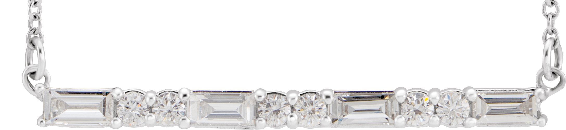 14K White 1/2 CTW Natural Diamond Bar 16-18 Necklace         