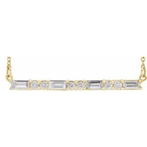 14K Yellow 1/2 CTW Natural Diamond Bar 16-18" Necklace         