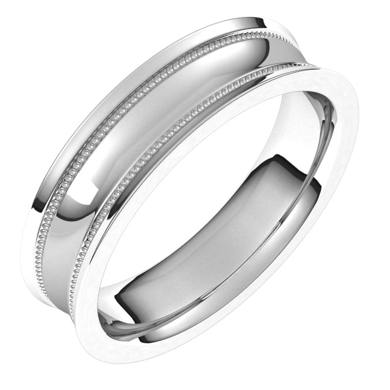 14K X1 White 5 mm Milgrain Concave with Edge Band Size 11 Ref 16546156