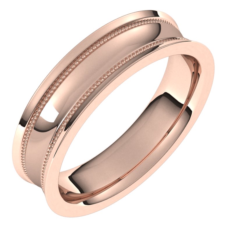 10K Rose 5 mm Milgrain Concave with Edge Band Size 10 Ref 16546075