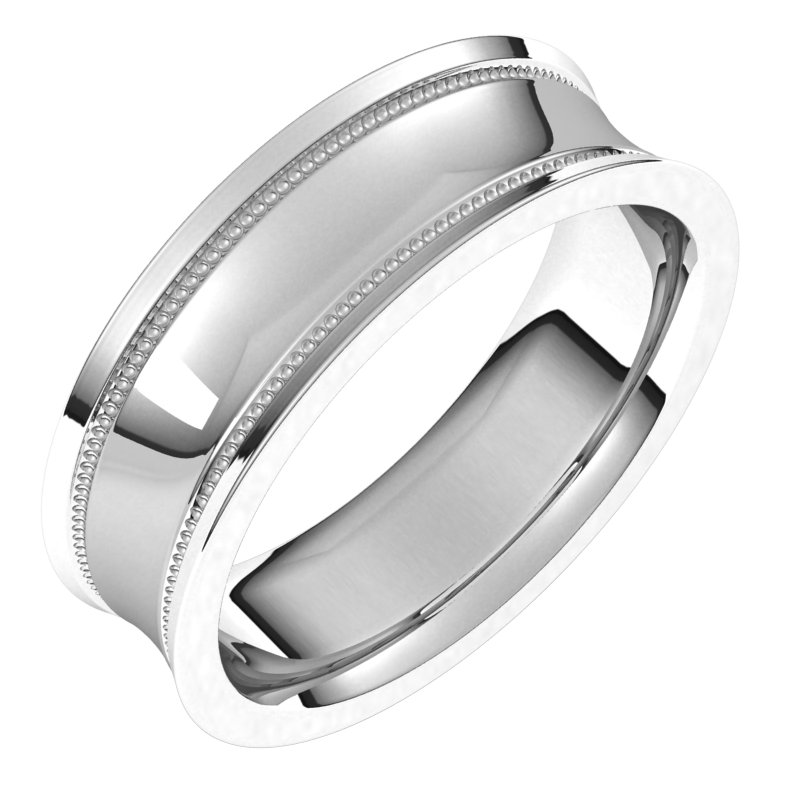 Continuum Sterling Silver 6 mm Milgrain Concave with Edge Band Size 10.5 Ref 16546054