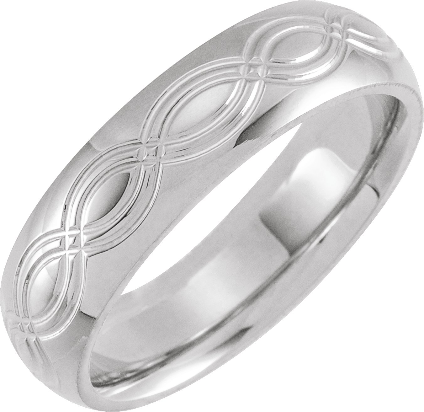 14K White 6 mm Infinity Patterned Band Size 9