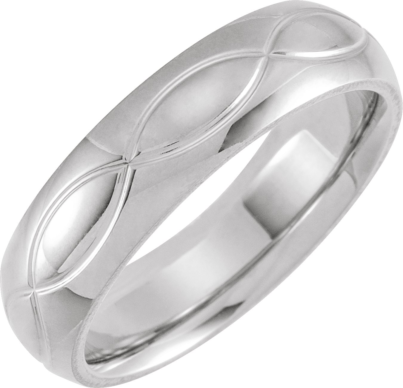 14K White 6 mm Infinity Patterned Band Size 10