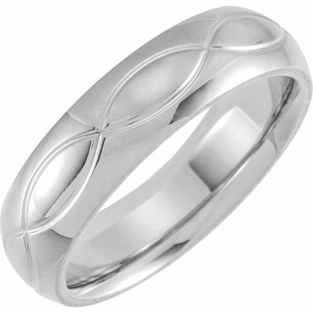 14K White 6 mm Infinity Patterned Band Size 10