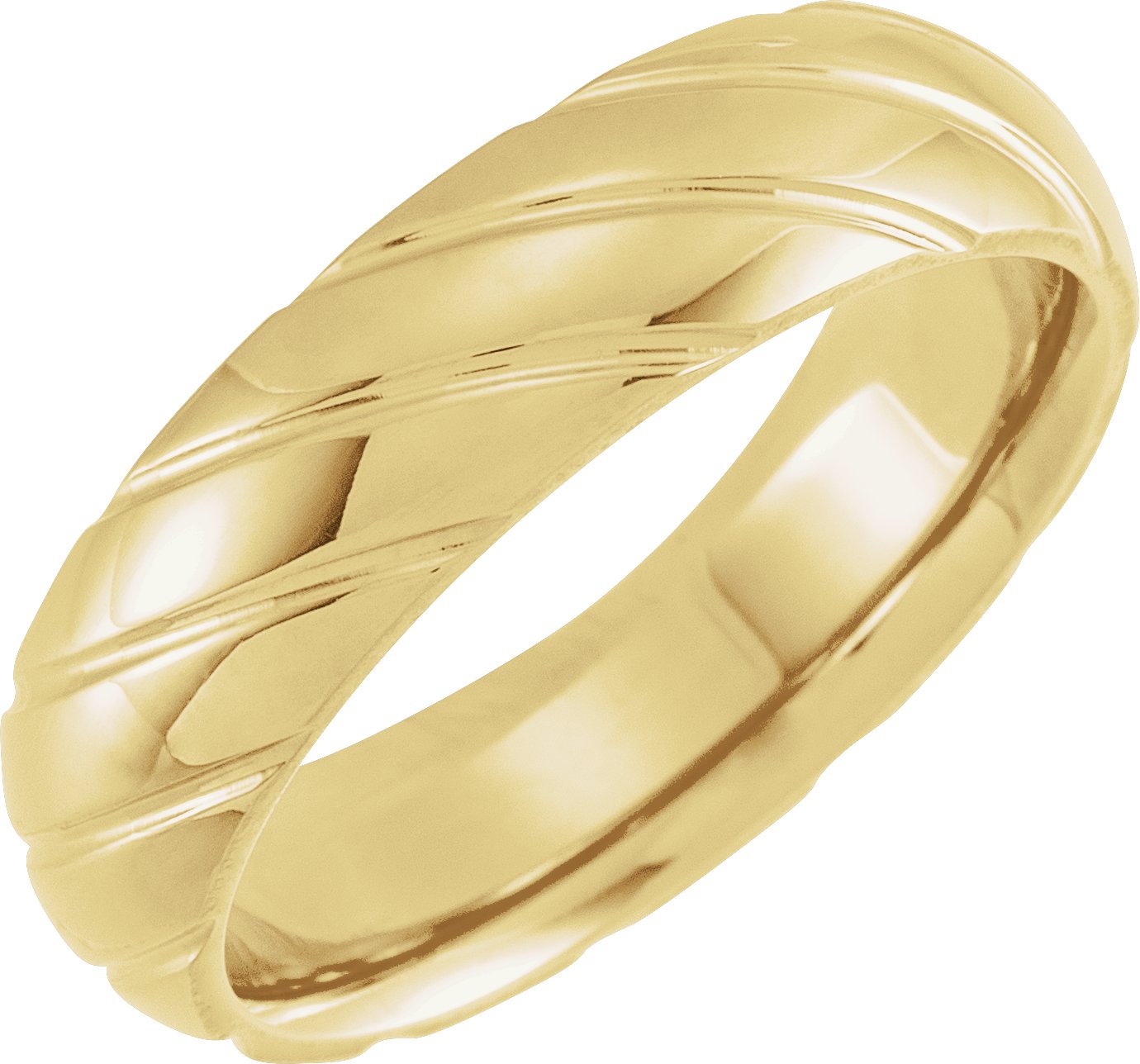 14K Yellow 6 mm Grooved Band Size 10