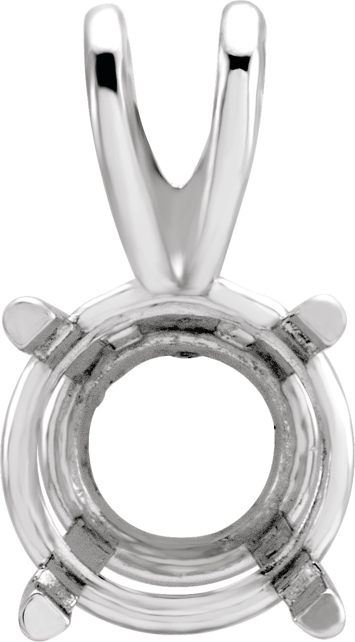 14K White 6.5 mm Round 4-Prong Pre-Notched Pendant Mounting
