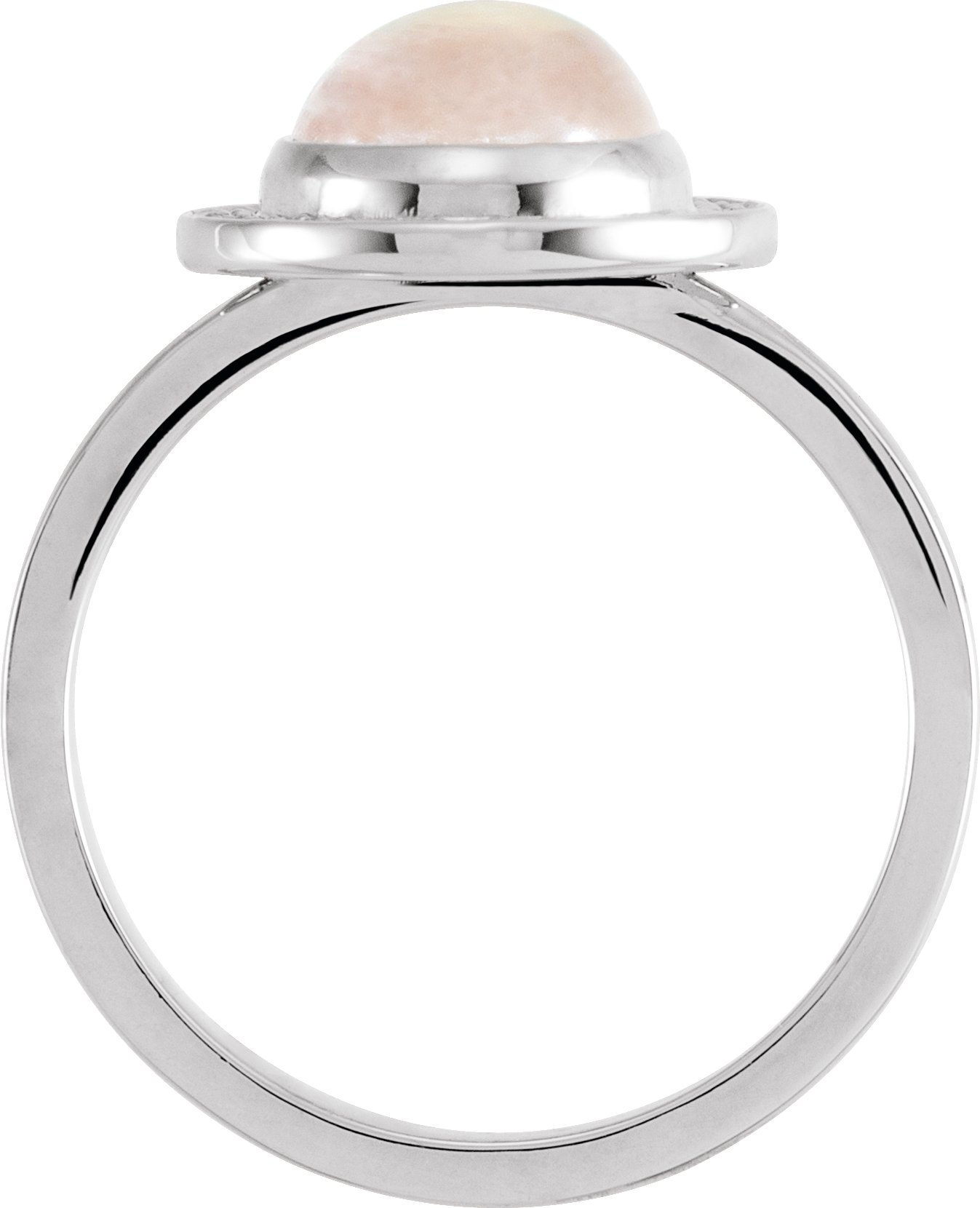 14K White Natural Rainbow Moonstone & 1/8 CTW Natural Diamond Halo-Style Ring 