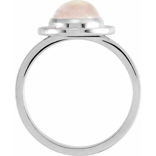 Platinum Natural Rainbow Moonstone & 1/8 CTW Natural Diamond Halo-Style Ring 