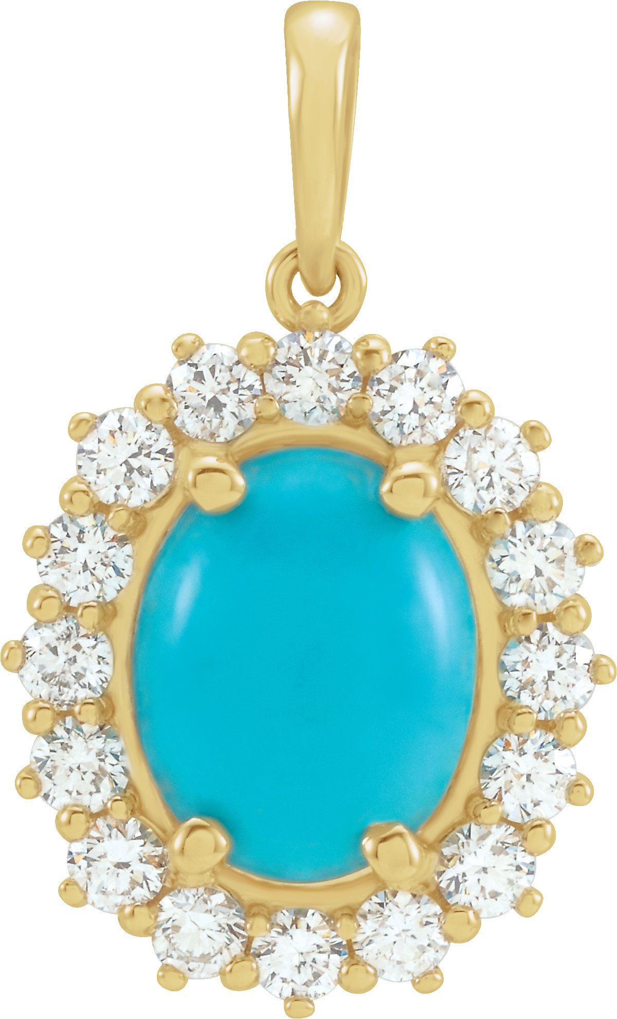 14K Yellow Turquoise & 1/2 CTW Diamond Pendant