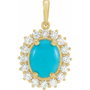 14K Yellow Turquoise & 1/2 CTW Diamond Pendant