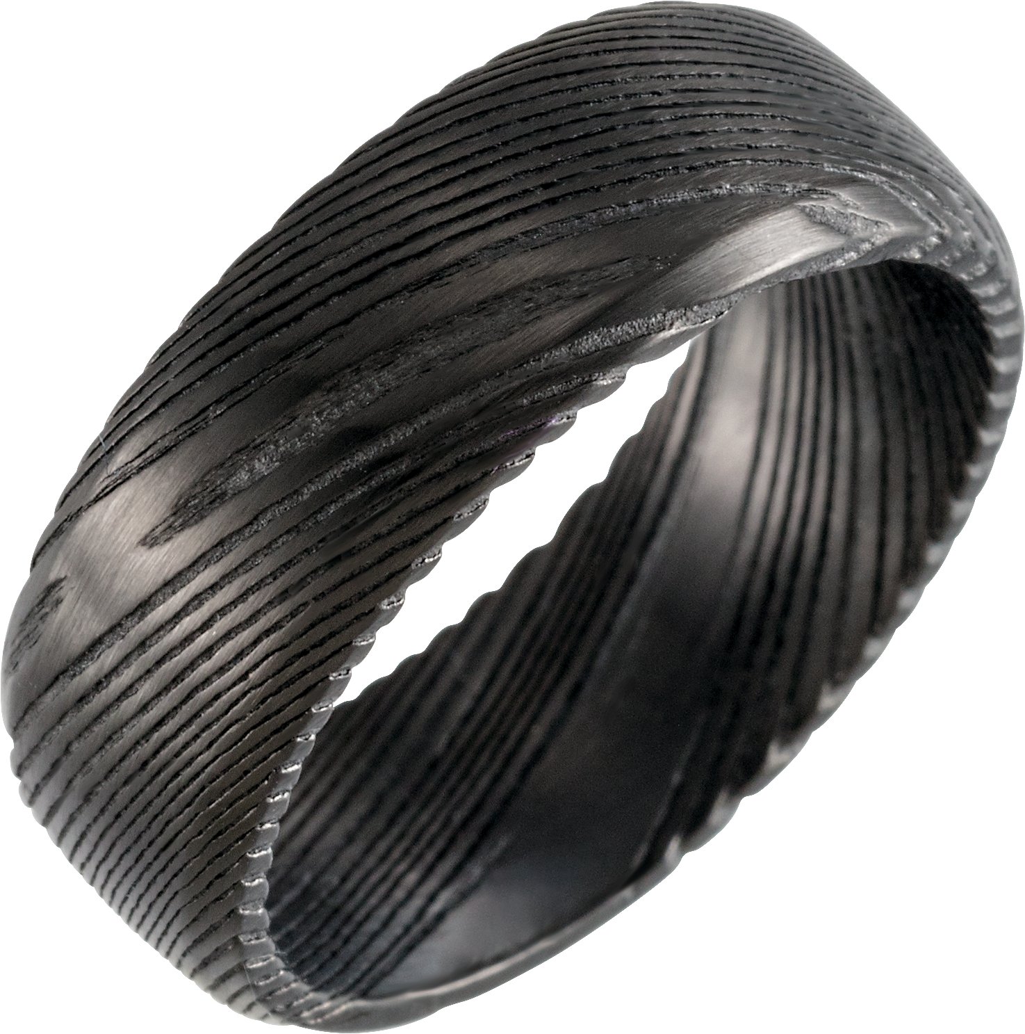 Black Damascus Steel 8 mm Patterned Band Size 12 Ref 16363475