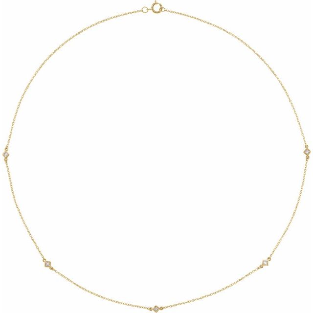 14K Yellow 1/4 CTW Natural Diamond 5-Station 18" Necklace