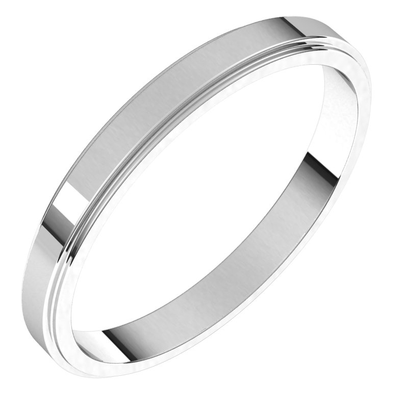 14K White 2.5 mm Flat Edge Band Size 8