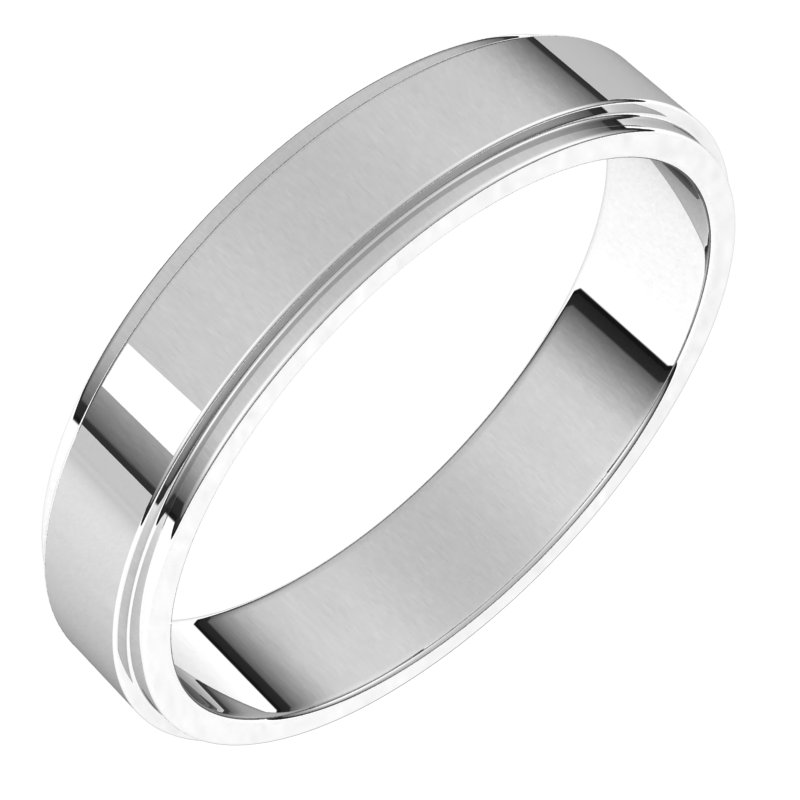 14K White 4 mm Flat Edge Band Size 10