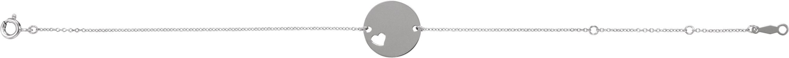 Sterling Silver Engravable Pierced Heart Disc 7-8 Bracelet