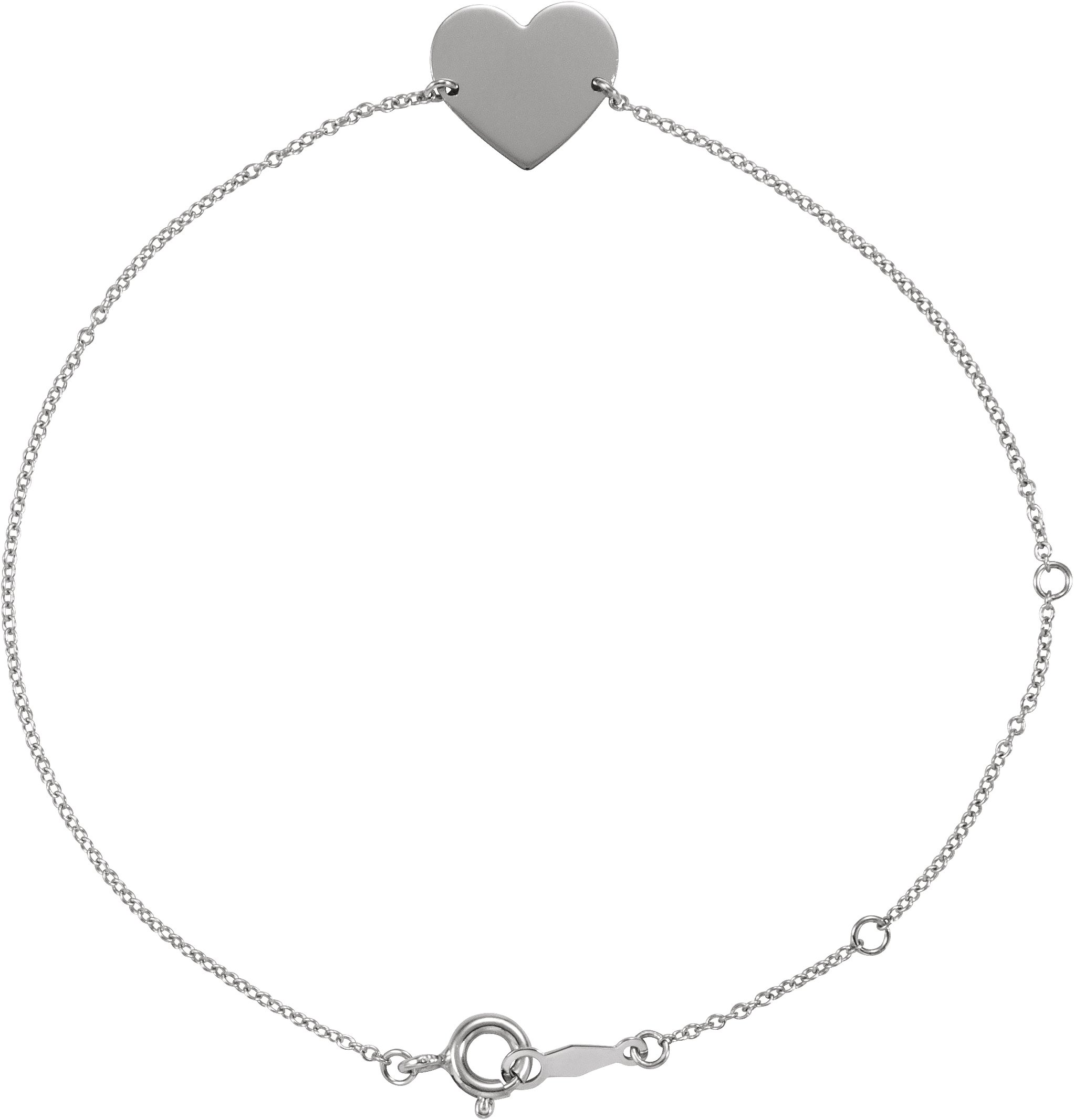 Sterling Silver Engravable Heart 7-8